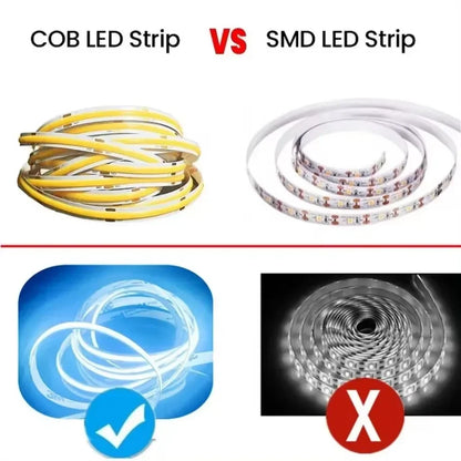 12V 24V Cob Strip Ultra Thin 8MM Tape Dc