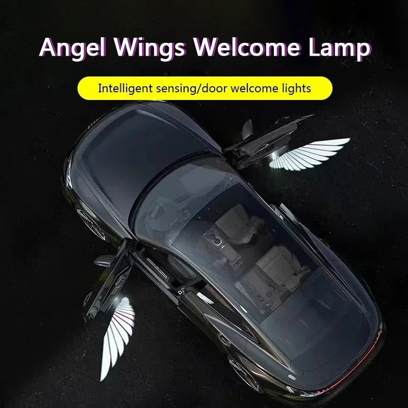 2PCS Angel Wings Wireless Door Welcome Courtesy Shadow Projector