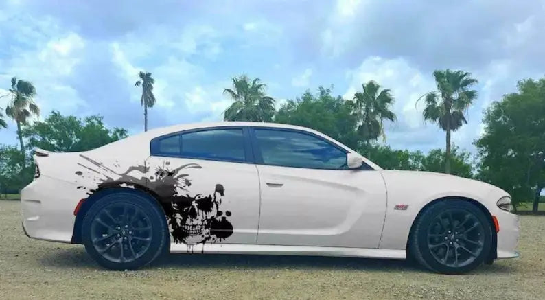 Large Skull Sticker Side Graphic Mud Splash Fits Most