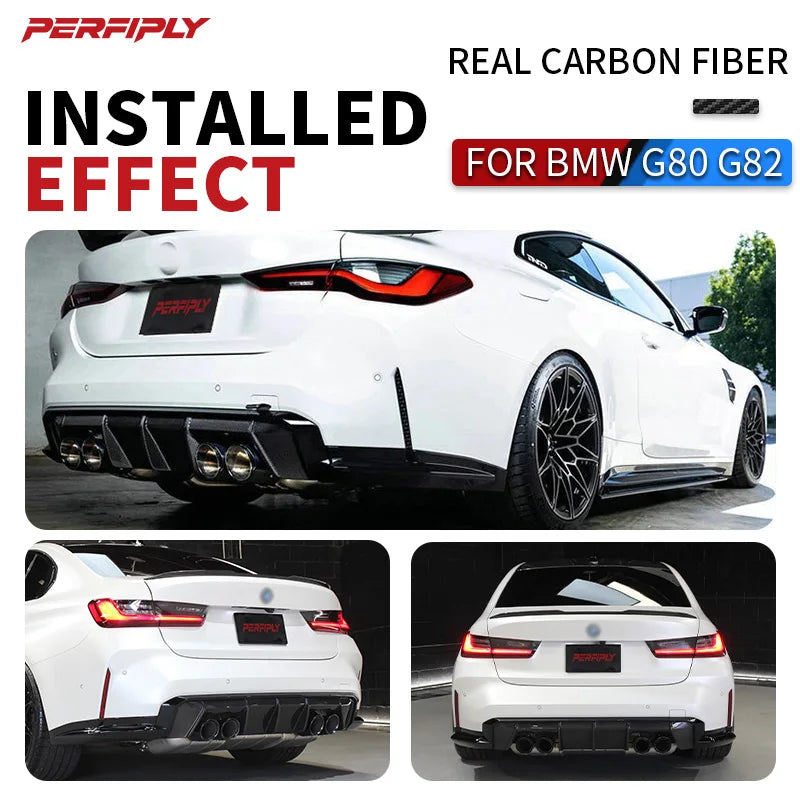 For BMW M3 M4 G80 G82 Real Dry Carbon Fiber Bumper Diffuser Rear
