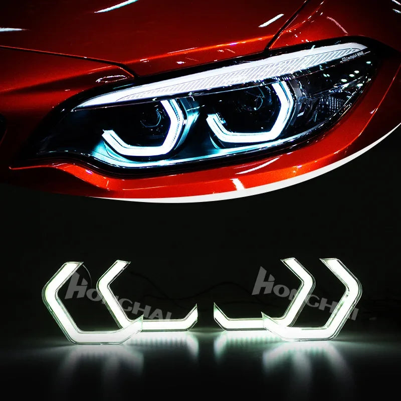 For E90 E81 E87 F30 E53 4PCS Angel Eyes Headlight Halo Rings RGB