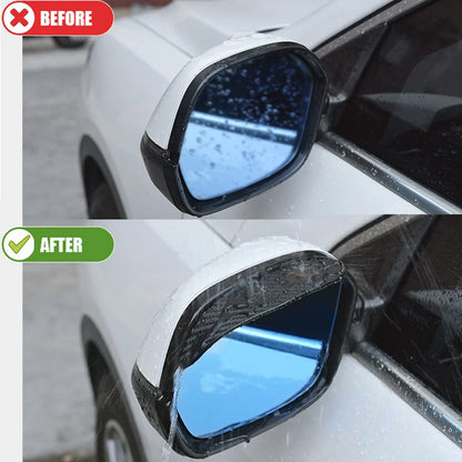 4PCS Rearview Mirror Rain Eyebrow Carbon Fiber Sun Visor