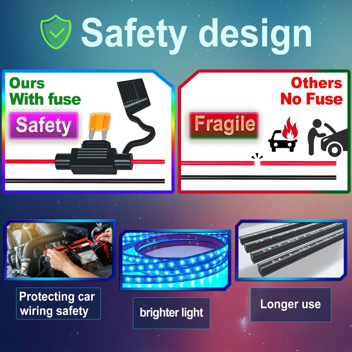 For Cart Boat Decoration LED Exterior RGB Underglow Strip APP