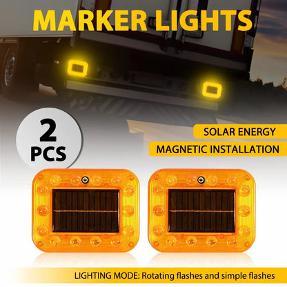 12-24v Amber Warning Strobe Flashing Magnetic Solar Energy