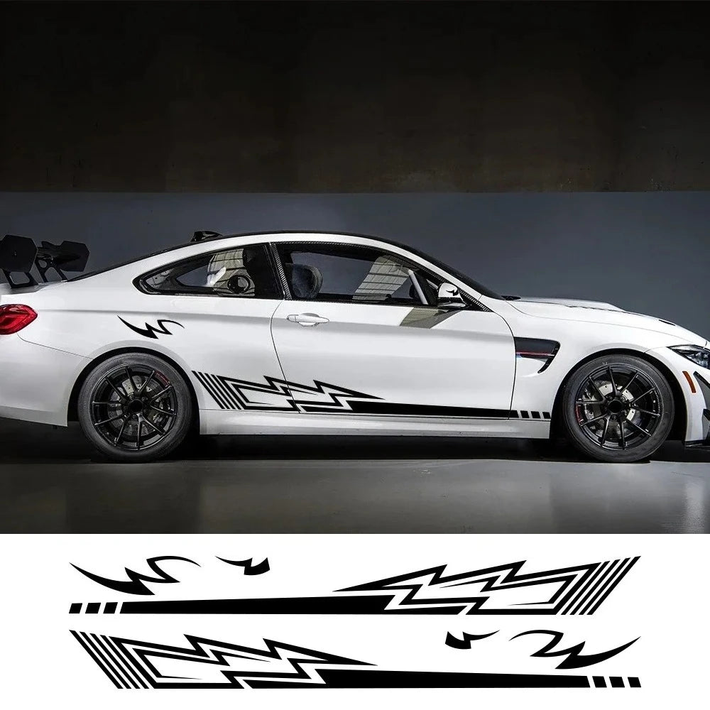 6PCS Body Side Stickers Lightning Graphics Long Stripes Vinyl