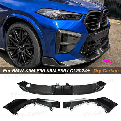 For BMW X6M F96 Lci 2024+ Dry Carbon Fiber Sq Front Lip Bumper