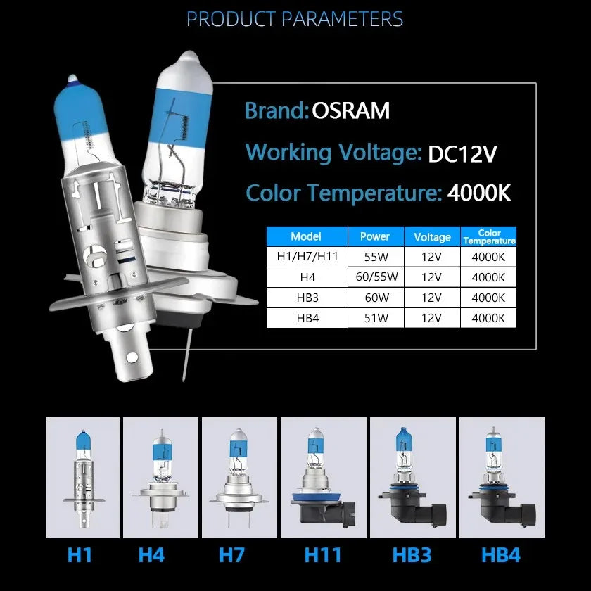 Osram H1 H4 H7 H11 HB3 HB4 9005 9006
