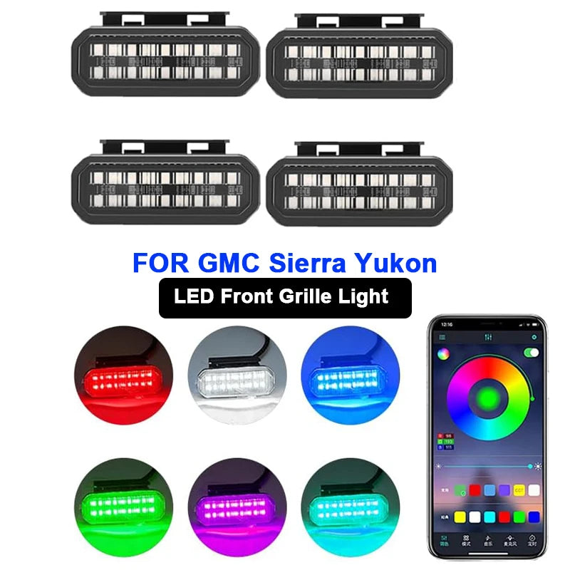 4PCS Amber RGB Grill Trucks clip-on Truck Wiring Harness