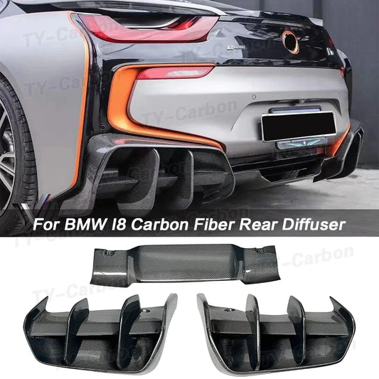 For BMW I8 Rear Bumper Diffuser Fit Spoiler Body Kit Real Carbon