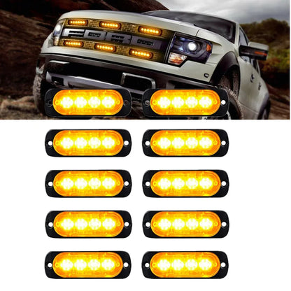 10PCS Strobe Flashing Warning Grille Beacon 4LED Trailer Truck