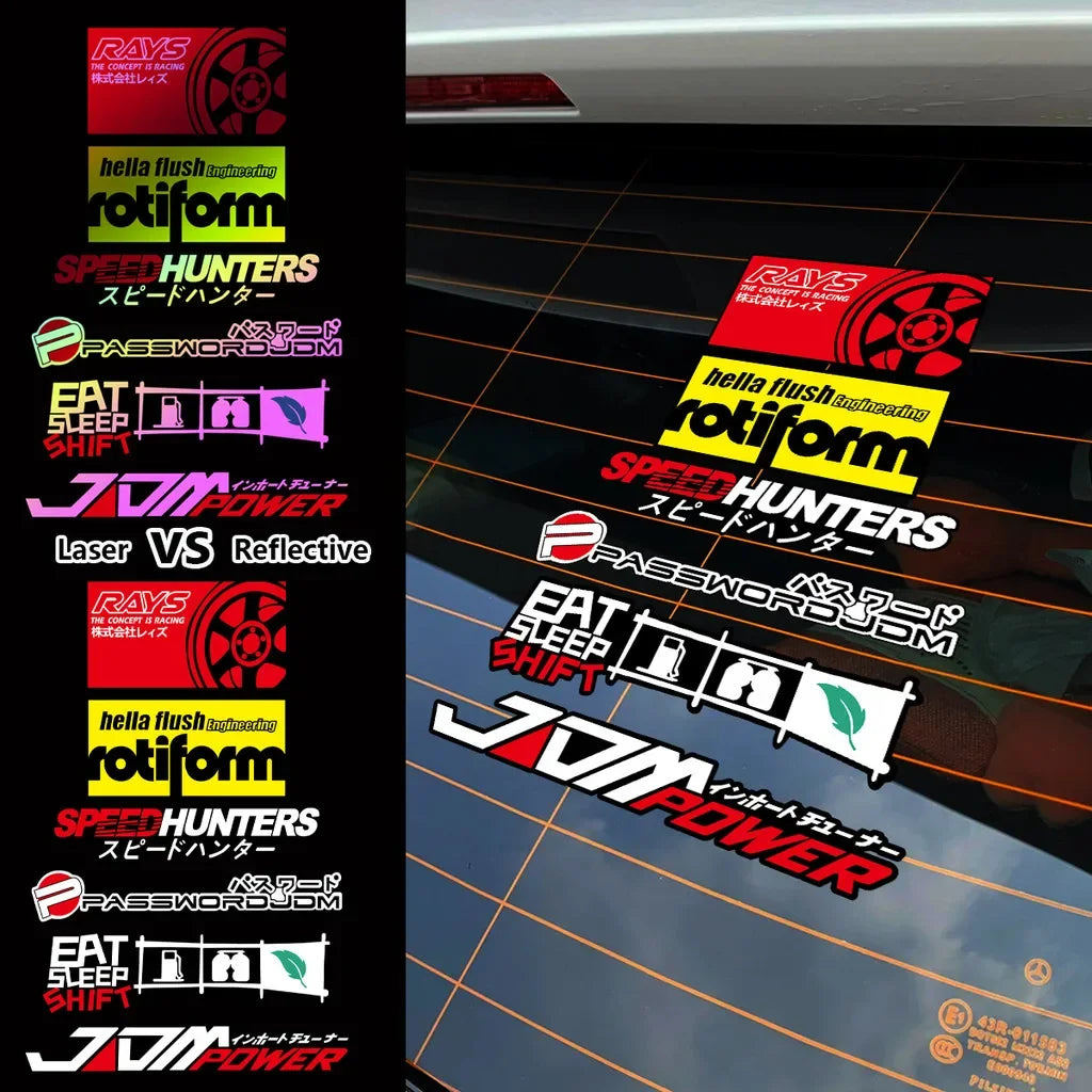 1PC Jdm Power Speed Hunter Rays Japanese Sticker Reflective