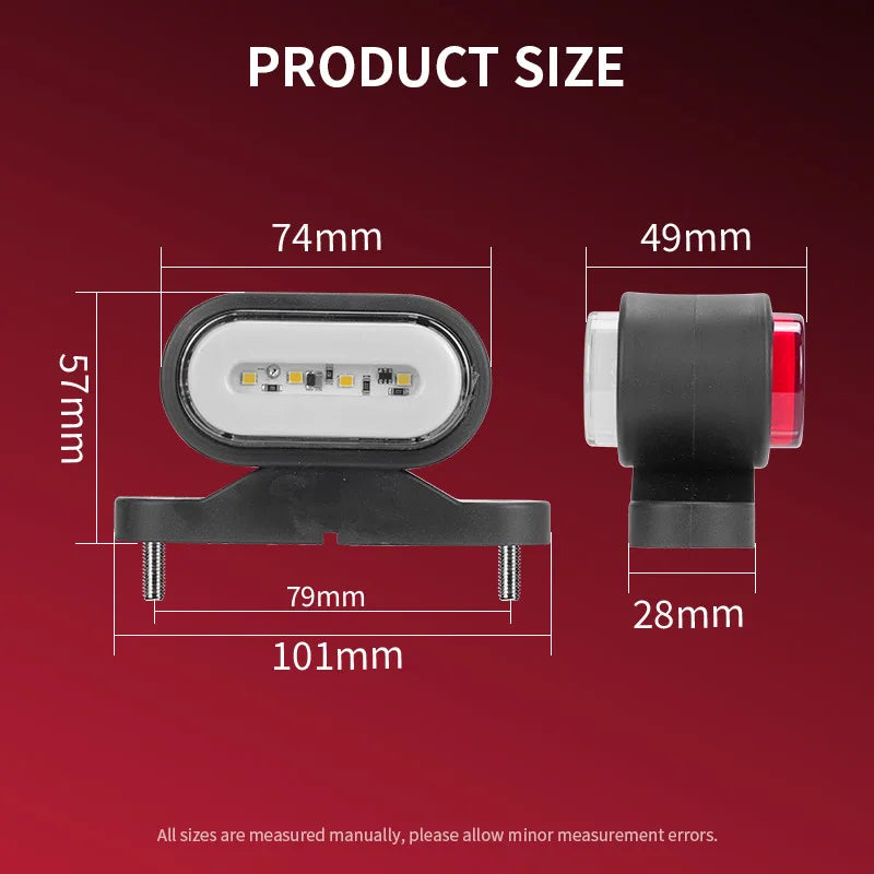 Double Side Trailer Marker 12 24V Red White Amber