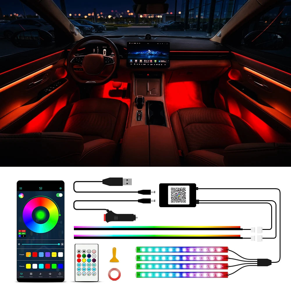 48 Ambient Footwell Long Leads Reach Every Door USB