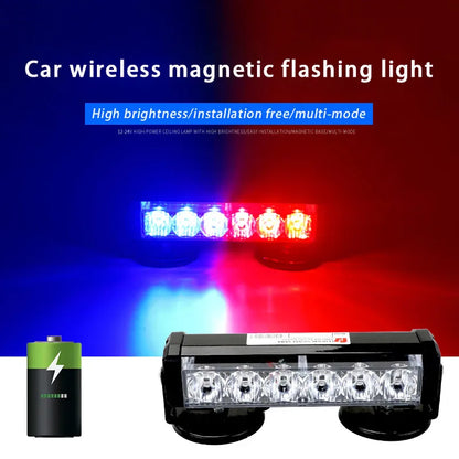 Strobe Warning Flashing Magnetic Base 6LED Red Yellow Aluminium