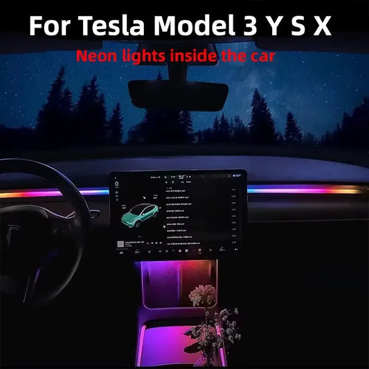 For Tesla Model 3 Y 2 In Dynamic Neon RGB Ambient Lighting 60S