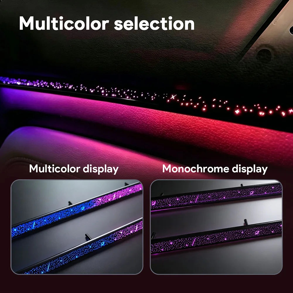 LED Car Starry Sky Waterfall Acrylic Ambient Light RGB Color Changing USB Cigarette Lighter Universal Interior For Most 