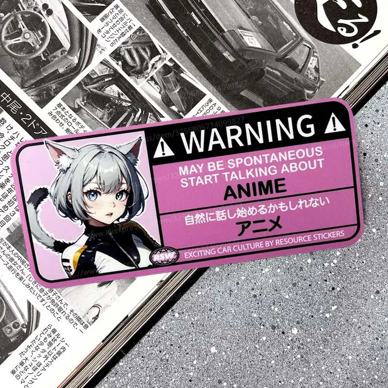 Cartoon Sticker Warning Airbag Check Decal Anime Waterproof