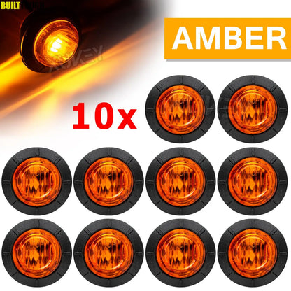 10PCS Round Side Marker 12V 24V Orange Amber Indicator