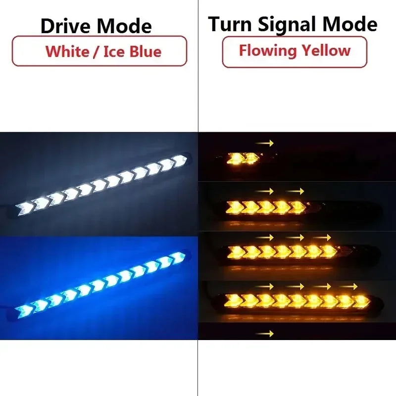 2PCS Arrow Daytime Running 12V Drl Switchback Strips Amber