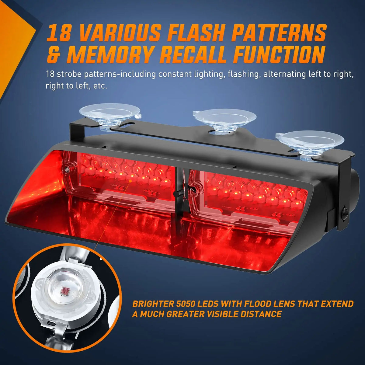Strobe 16LED Flashing Beacon Model Signal Flash Dash Windshield