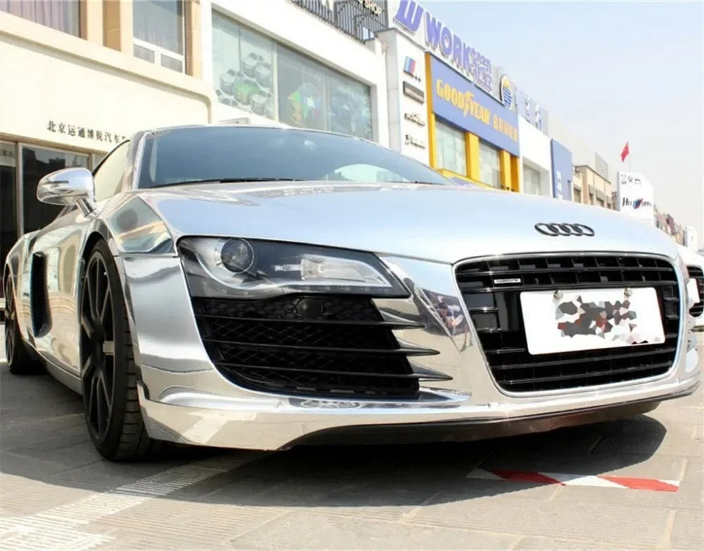 Stretchable Black Glossy Silver Mirror Chrome Vinyl Film Wrap