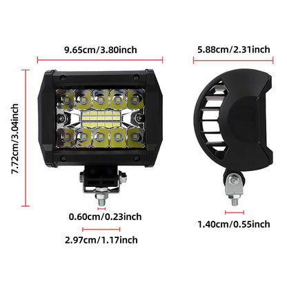 For Offroad Work 60W Fog Spotlights Strip 20LED 6000K Roof Front