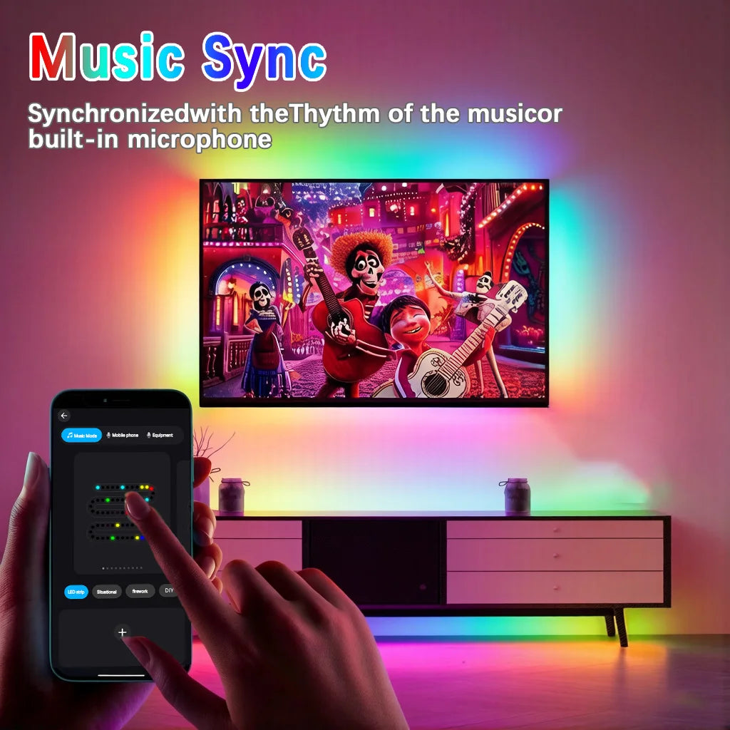 For Bedroom Living Room Tv Backlight 32.8ft 5V Smart Rgbic Neon
