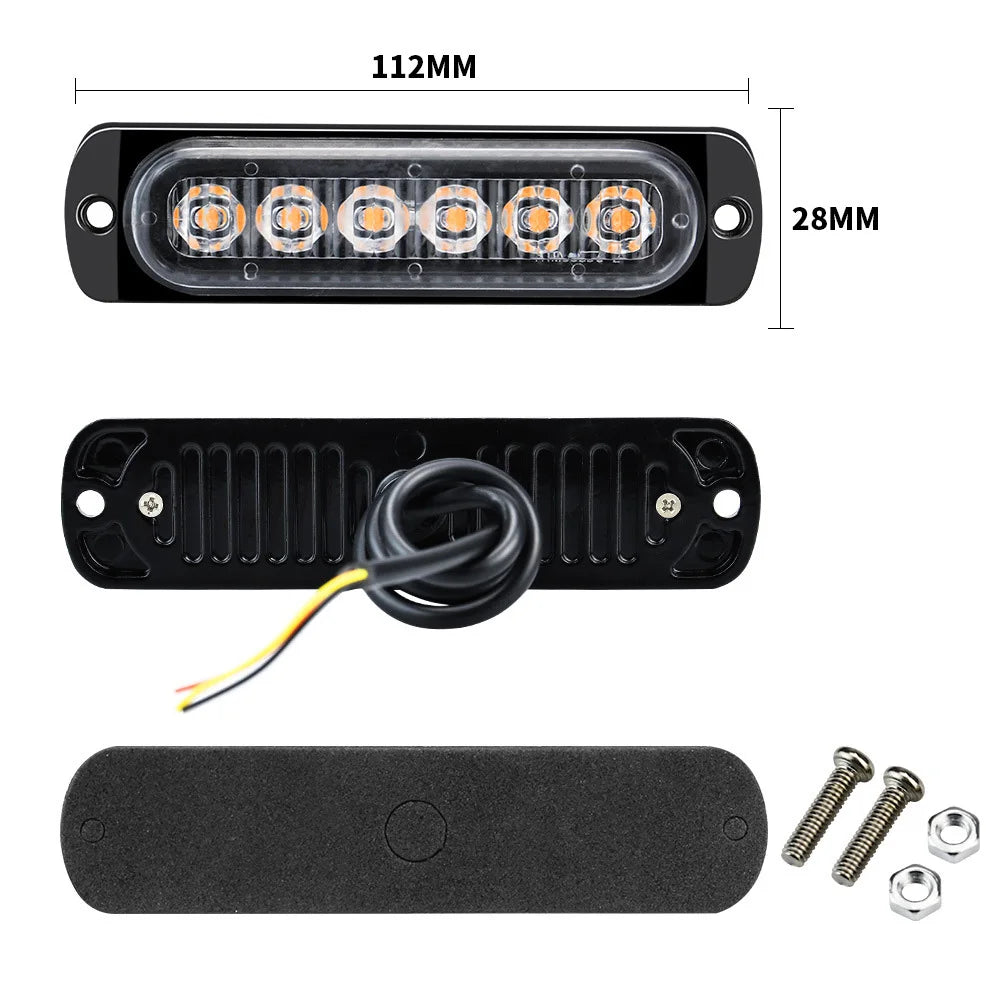 For Grill 12-24V Strobe Bar Truck Safty Signal Yellow Beacon