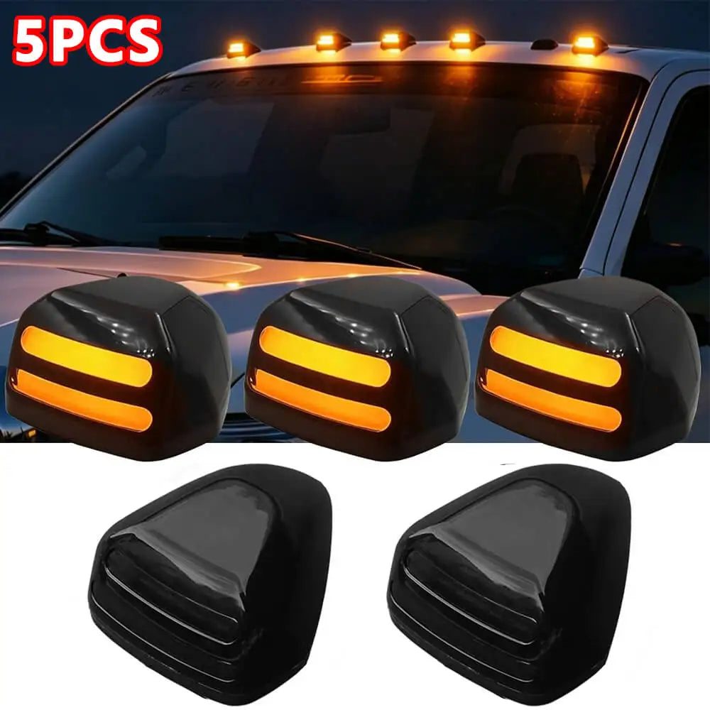 5PCS Smoke Cab Roof Marker Running Amber Ford 1999-2016