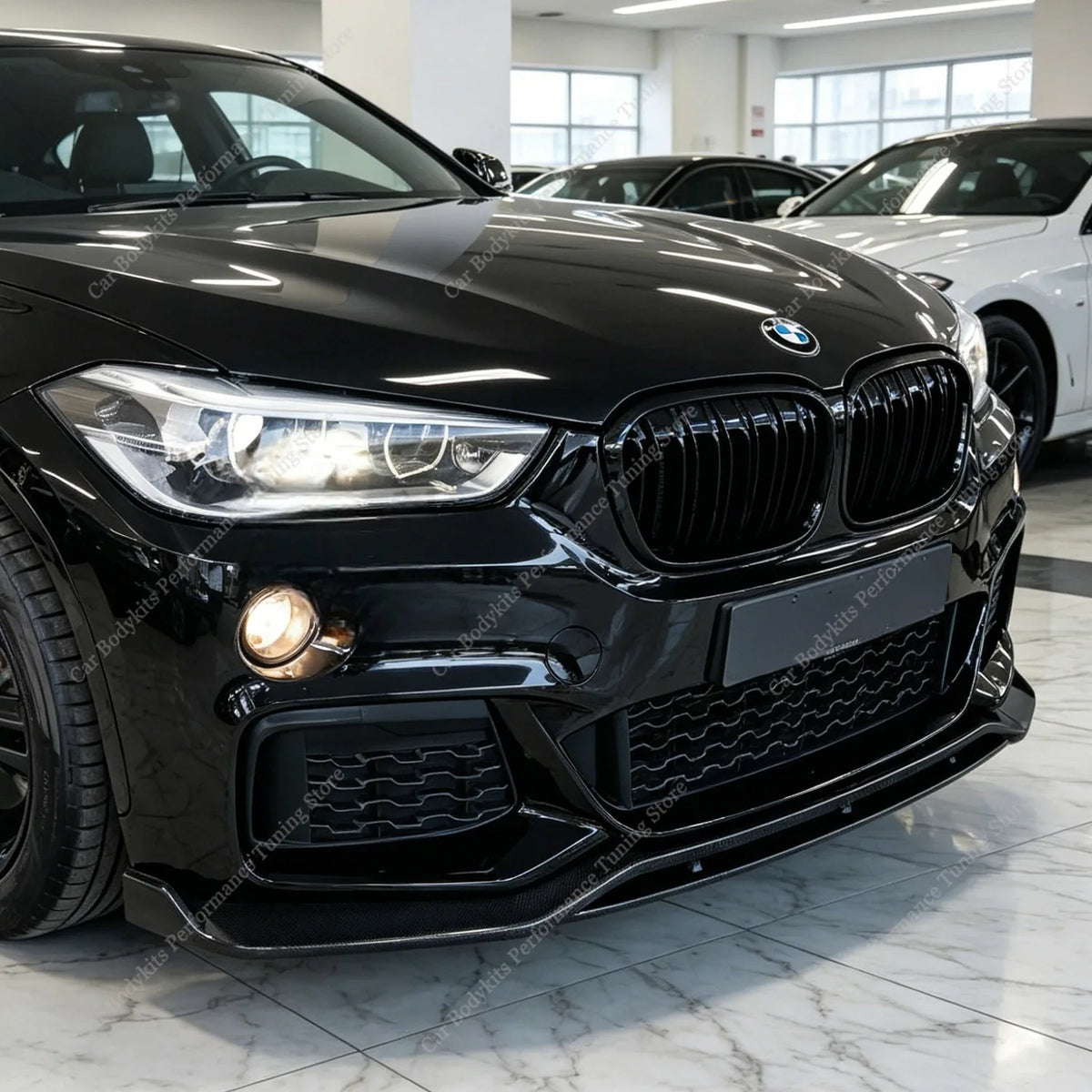 For BMW X1 F48 M Sport Gloss Black Mt Front Bumper Lip Spoiler