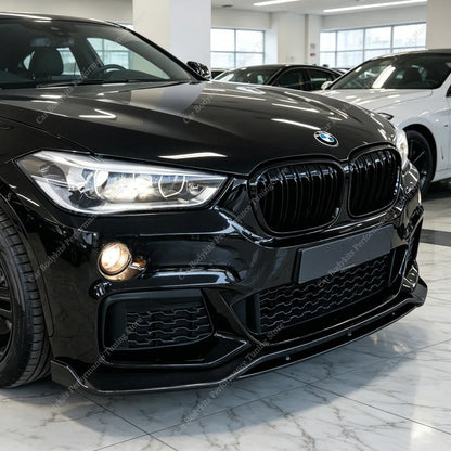 For BMW X1 F48 M Sport Gloss Black Mt Front Bumper Lip Spoiler