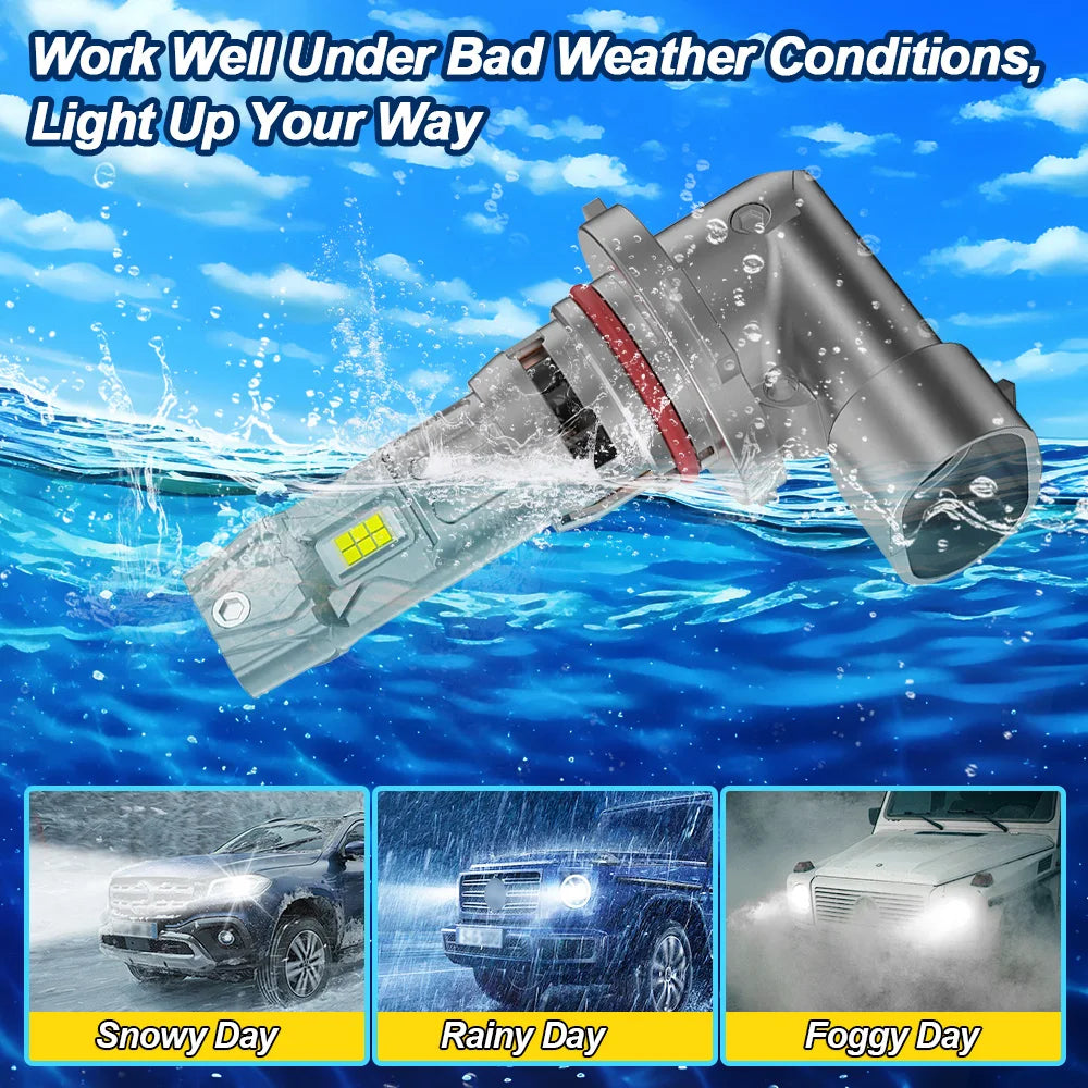Headlight Bulb 9005 HB3 6000K White 300W 60000LM Bright