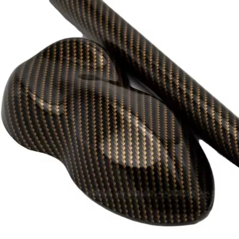 Super Glossy Black Gold Carbon Fibre Vinyl Sticker Wrap