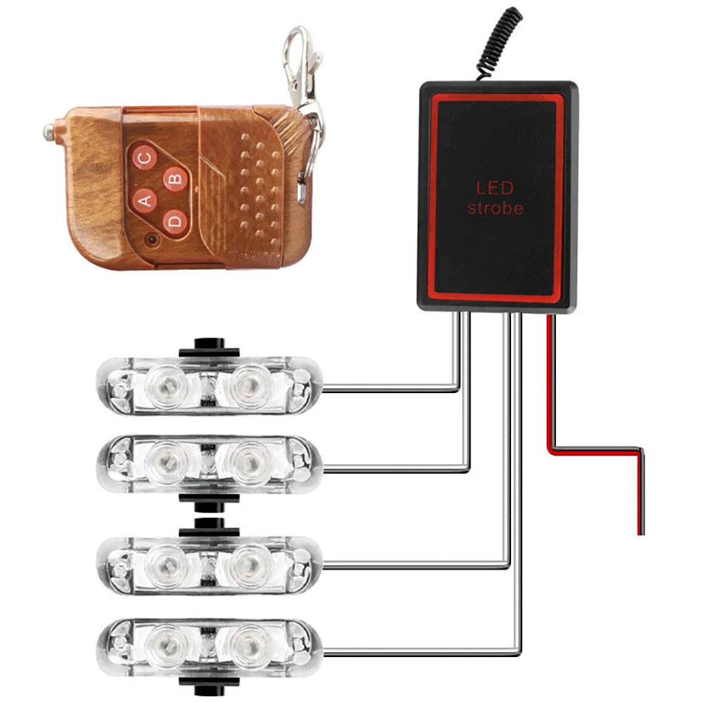 Set Strobe Warning Wireless Remote Control ABS White Yellow