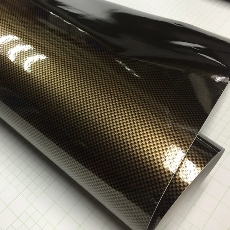 58x152cm Gold Square 2D Sticker Carbon Fiber Film Vinyl