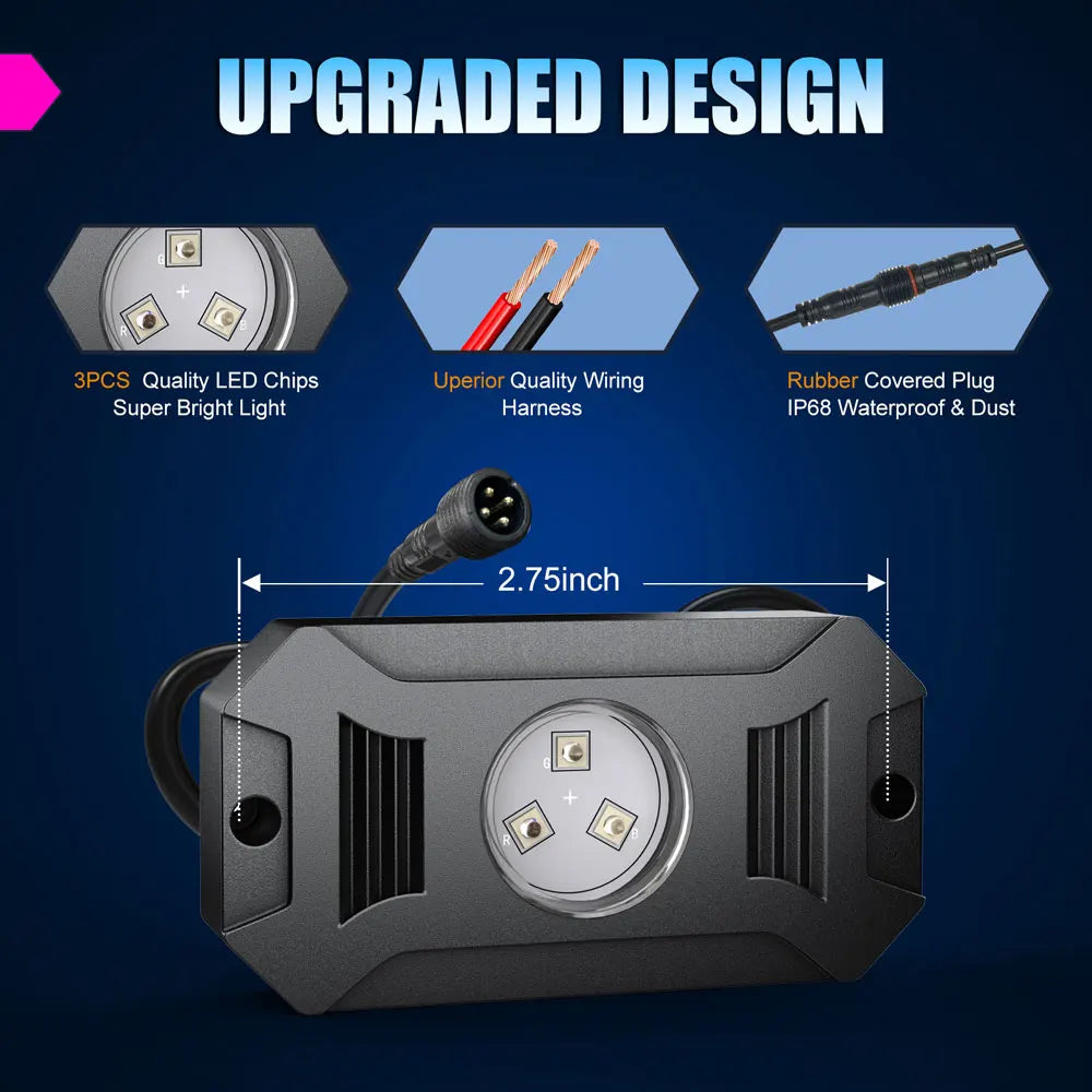 For Offroad Bright RGB Rock APP Control Waterproof IP68 Neon