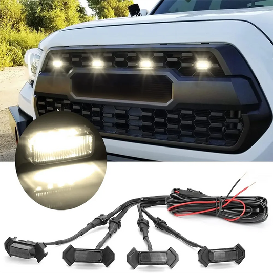 For Offroad White Amber 4PCS Front Grille Strobe Warning Daytime