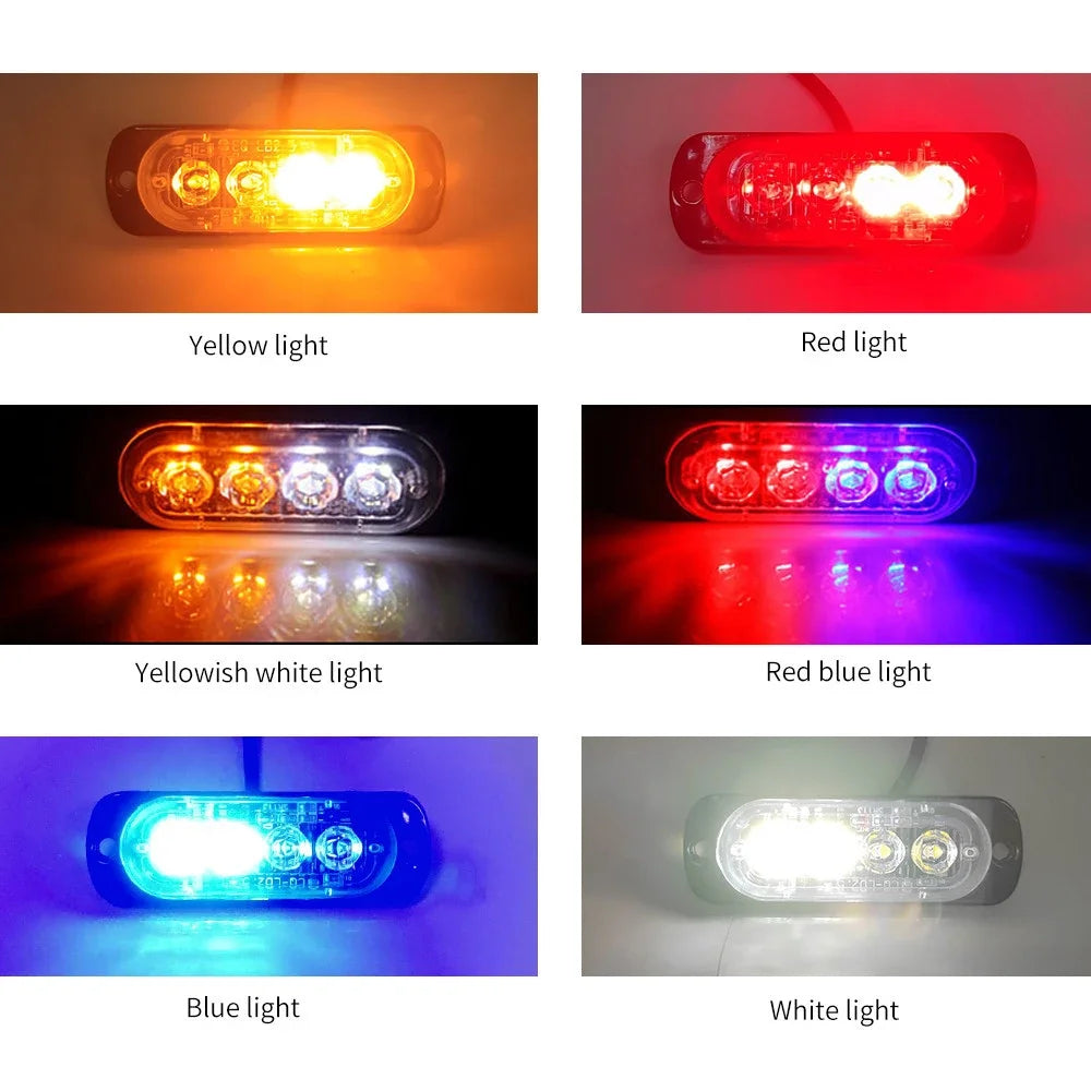 4PCS 12V 24V Warning Strobe 4LED Emergency Lighting Flashing