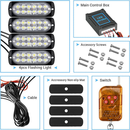 12 Emergency Grille Strobe Yellow Stroboscope Daytime Running