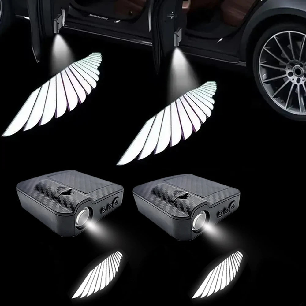 2PCS Angel Wings Door Welcome Atmosphere Cars Logo