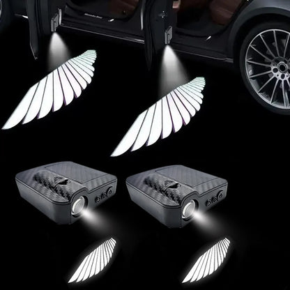 2PCS Angel Wings Door Welcome Atmosphere Cars Logo