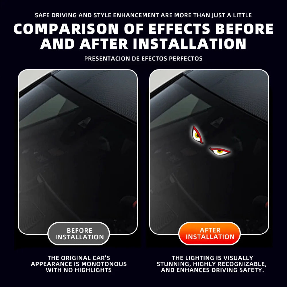 Solar Powered Neon Ambient Wireless Dynamic Demon Eye Windshield