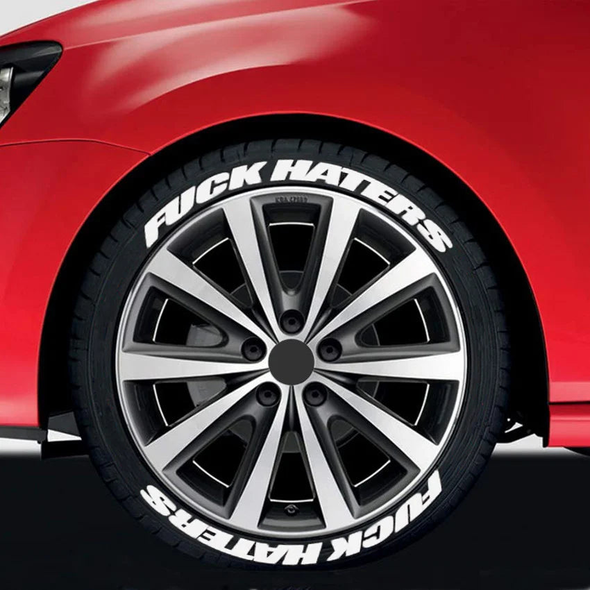 Fuxk Haters Tire Lettering Sticker 1.06 Inch Font Personlized