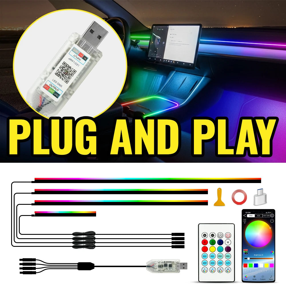 For Symphony Atmosphere Ambient 64-color RGB Interior Lighting
