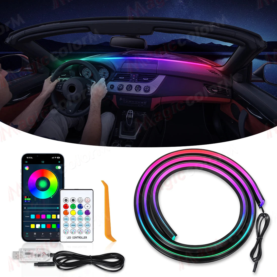 150CM Ambient Strip Acrylic Hidden Dashboard Front Windshield