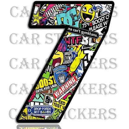 Numbers Vinyl Rear Window Stickers off-road Stylish Skull Color