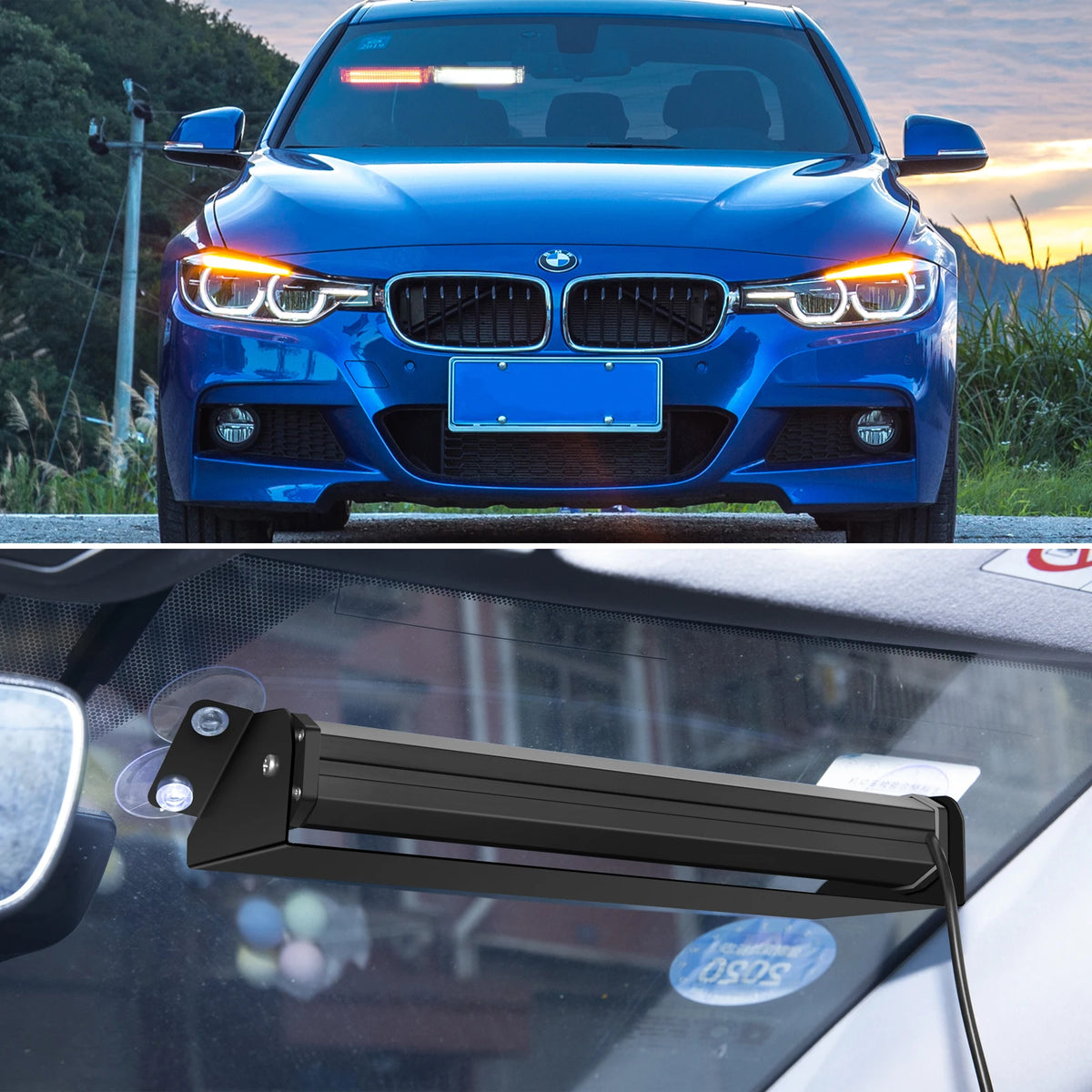 Cob Strobe Vehicles Emergency Flash Windshield Red Blue Warning