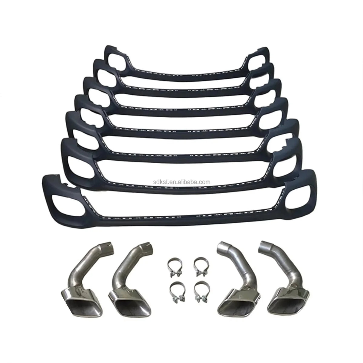 For BMW X6 F16 26style Rear Diffuser Silver Tail Pipe Bumper Kits
