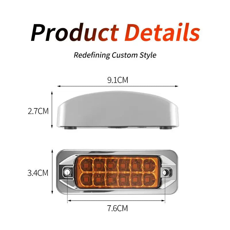 2PCS IP65 Waterproof Clearance 12 24V Amber Side Marker