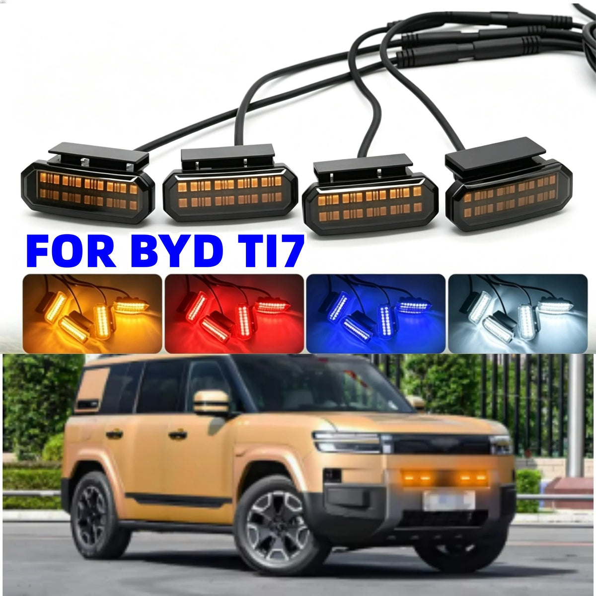 For BYD TI7 Center Front Grille Small Amber Front Grille Daytime